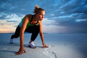 Beautiful Sprinter looking forward with determination