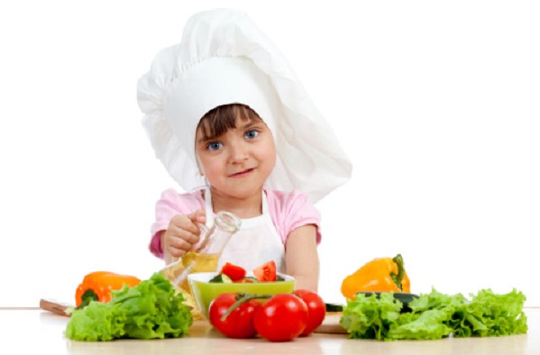 Chef girl preparing healthy food