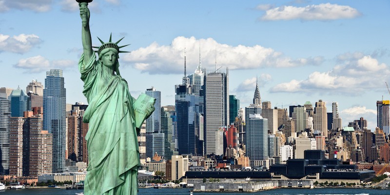 photo tourism concept new york city with statue liberty; Shutterstock ID 59760706; PO: aol; Job: production; Client: drone