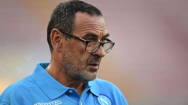 NAPOLI, ITALY - SEPTEMBER 17: Napoli's coach Maurizio Sarri looks on during the UEFA Europa League match between Napoli and Club Brugge KV on September 17, 2015 in Naples, Italy.  (Photo by Francesco Pecoraro/Getty Images)
