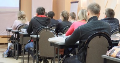 The audience in a conference hall or in a class